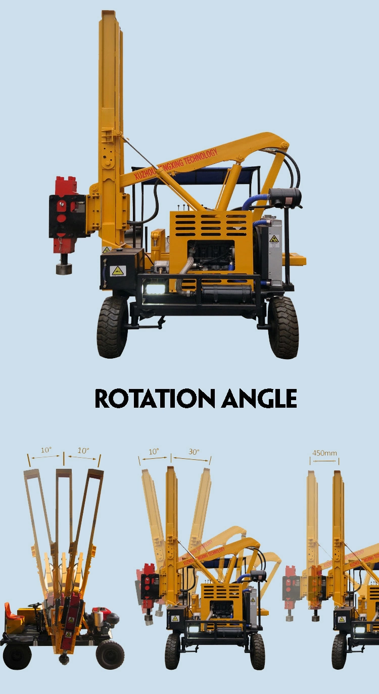 Guardrail Install Helical Pile Driver Attachment with Hydraulic Hammer